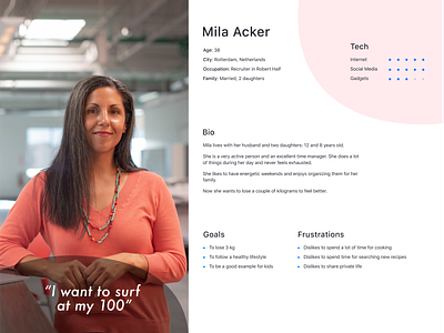 User Persona Mila Acker app design figma user interface userinterface userpersonas ux uxui uxuidesign