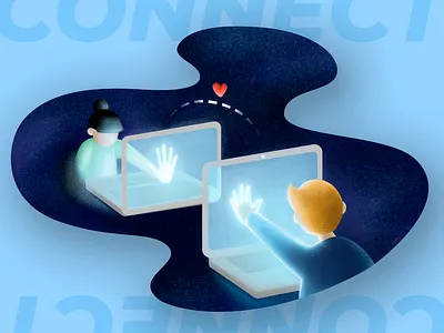 Product illustration challenge: 05 Connect adobe illustrator connect covid19 illustration long distance procreate product illustration quarantine ui vector warmup