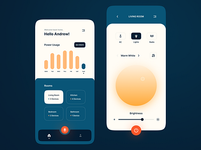 Smart Home app app application blue dark white design minimal smart home smart light ui