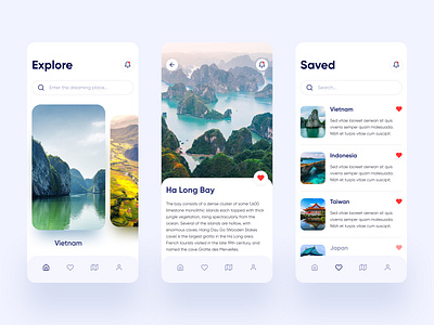 Travel App Concept app app design application colorful explore saved tour tourism travel travel app traveling trip trip planner ui design user inteface ux design