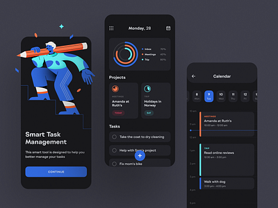 To-Do List App — Dark Theme app app design concept design illustration ios management mobile mobile app mobile app design shakuro task list task management task management app task manager tasks to do app todolist ui ux