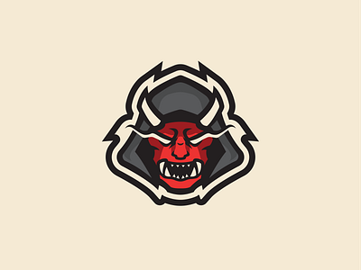 Oni Mask Mascot Logo demon flat game hood hoodie illustration illustrator japanese logo mascot mascot logo mascotlogo oni red vector