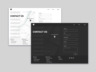 Contact Website Page 028 contact contact us dailyui dark mode dark theme dark ui design designer figma illustration interface interfacedesign location ui uidesign ux web webpage website