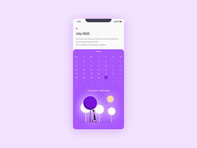 Daily UI #080 - (not a) Date Picker app app design calendar colorful date datepicker design interface interface design ios app ios app design mobile app mobile app design purple ui ui design uidesign ux ux design vibrant