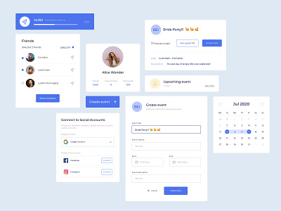 Event UI kit | Design system app bride dashboad event party service system system design ui ui kit ux