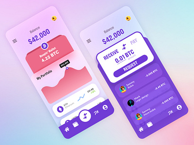 Finance / Cryptocurrency Wallet Application adobe xd bitcoin crypto crypto wallet cryptocurrency mobile design transactions wallet
