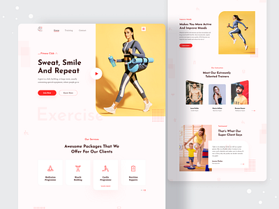 Fitness Club Landing Page activity color creative excercise fitness fitness club gym gym landing page health landingpage minimal popular shot sajib stamina twinkle ui web webdesign website website design