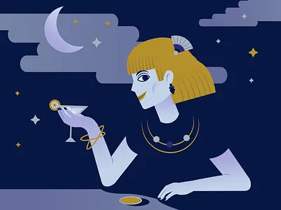I Lik'em Dry artdeco drink drinking drinks drinks menu flapper gin illustration lemon martini negative space night sky nightclub nightlife optical art optical illusion roaring 20s social social club vodka