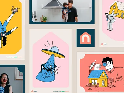 Nested visual identity art direction brand branding identity illustration logo symbol web website