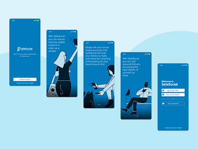 SafeSocial Onboarding onboarding screens ui ux