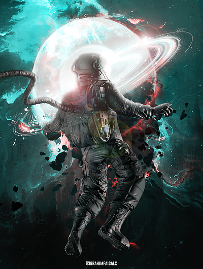 I want to escape ibrahim faisal art astronaut galaxy graphicdesign manipulation space