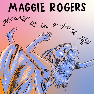 Maggie Rogers album artwork dancing folk girl gradient hand lettering illustration indie lettering maggie rogers music musician rainbow singer songwriter woman