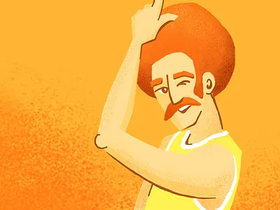 Can't Resist the Stache afro basketball ginger mustache person procreate redhead retro