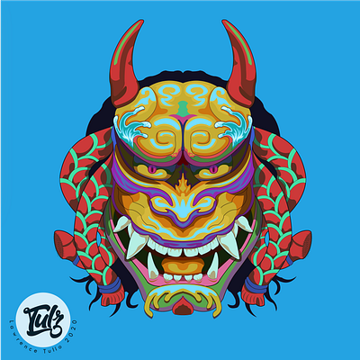 My Version of Hanya Mask adobe illustrator art design flat illustration japanese mask vector