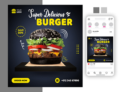 Instagram food post design advertising animation banner ad banner ads banner design branding brochure design facebook ad flyer illustration instagram banner instagram post instagram template logodesign social media banner social media pack typography vector website