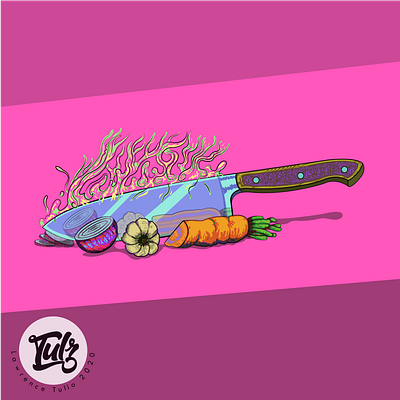 Chef's Fury adobe illustrator art chef design flat illustration kitchen knife vector