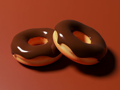 The Chocolate Doughnuts (Blender 3d) 3d 3dart 3dmodeling art blender blender3d blender3dart blendercycles cg cgi chocolate design doughnut illustration modeling