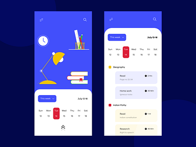 Student home work app concept app colours design illustraor illustration student track ui vector