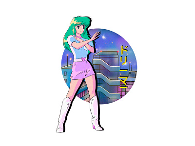 Midnight warrior 80s 80sanime aesthetics anime animeart citypop design manga newretro procreate