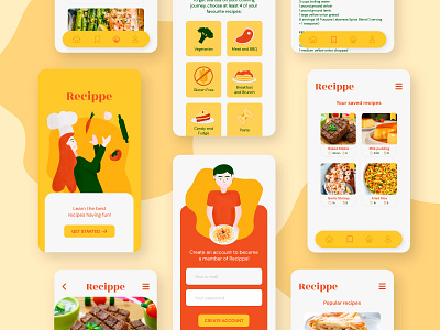 Study: Recippe App app design app interface design illustration mobile design ui ui design
