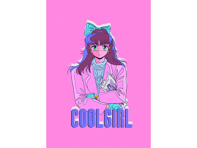 Cool girl 80s 80s style 80sanime aesthetic anime animeart citypop newretro retroanime vaporwave