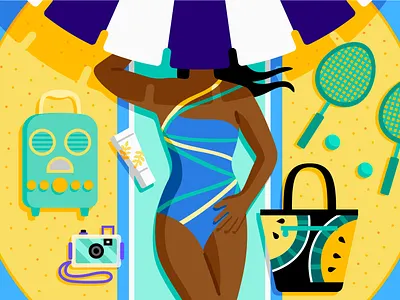 theSkimm: Beach Picks beach editorial illustration summer vector