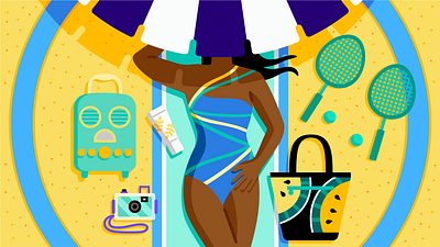 theSkimm: Beach Picks beach editorial illustration summer vector