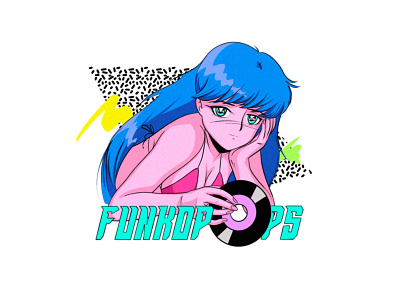 Funkopops girl 80s aesthetics anime animeart art citypop illustration manga procreate retrowave