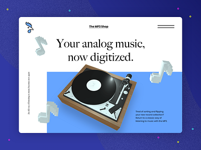 3D Challenge: Music 3d c4d challenge cinema4d design challenge homepage music practice record player vinyl toy web design website workshop