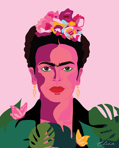 Frida Kahlo adobe illustrator design fridakahlo illustration portrait illustration vincent van gogh