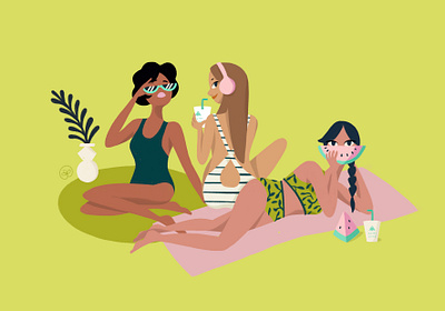 Yamachan - Postal color covid19 drinks friend friendship illustration summer