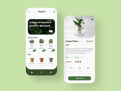 Plant Shop Application UI/UX Design application application design minimal design