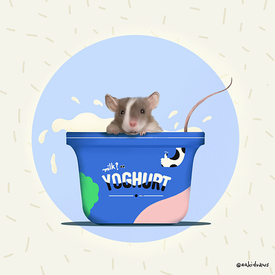 Oops! blue bright curd digital art draw food illustration mouse procreate youghurt