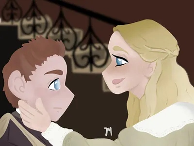 Cosette & Marius from Les Misérables design fan art illustration movies