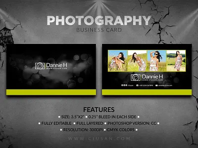 Photography Business Card abstract advertise art background banner black blank business camera card company concept copy creative decoration design digital element graphic