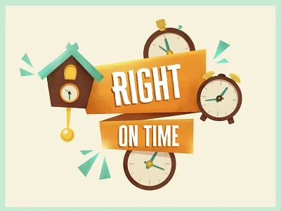 Right On Time Logo childrens illustration childrensministry church clock app cuckoo cuckoo clock design illustration kids illustration kidsministry logo photoshop texture time