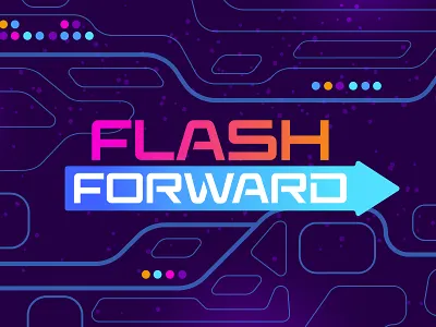 Flash Forward Logo arrow childrens illustration childrensministry church future futuristic font glow hope illustration illustrator jesus kidsministry logo neon photoshop space texture vector