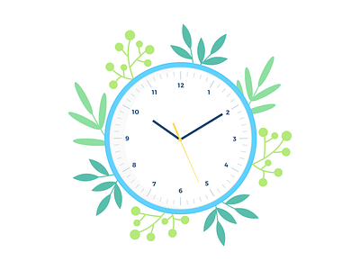 Day 214 - 366 Days of Illustration Challenge - MintSwift clock digital illustration flat design flat illustration flatdesign foliage illustration illustrations illustrator leaf leaves mintswift modern plant plant illustration plants vector art vector illustration wall clock watch