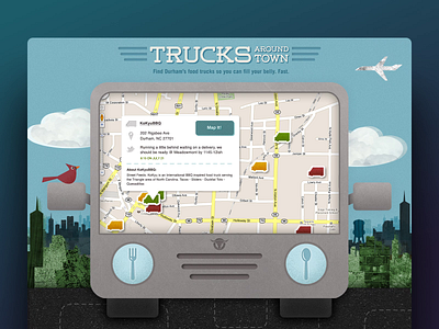 Food Truck Night/Day Experiment app collage dark mode illustration ui web design