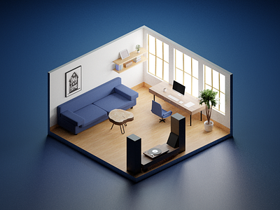 Home office in Blender blender3d exploration