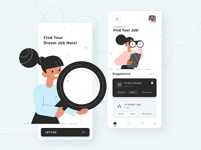 Job Finding App app app design design graphics illustraion minimal mobile app design mobile application mobile design mobile ui ui design uiux user experience