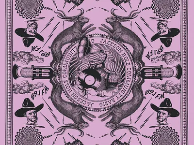 KHOL Community Radio Bandana graphic design illustration jackson hole serigraph vector wyoming