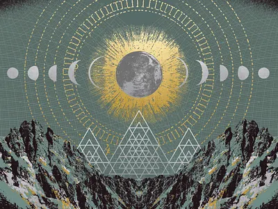 Jackson Hole Still Works Solar Eclipse Vodka cosmic graphic design illustration jackson hole moon poster screenprint serigraph space