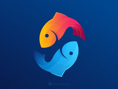 fish logo 3d abstract awesome brand identity branding circle clothing colorful company design fish flat icon illustration logo monogram simple symbol vector water