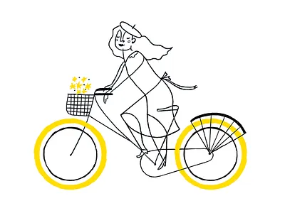 Yellow bycicle bycicle childrens illustration digital illustration ilustracion love woman yellow