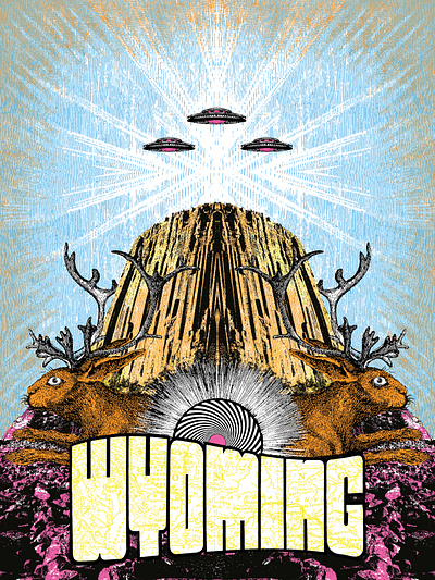 Wyoming Travel by Screen aliens cosmic graphic design illustration poster screenprint serigraph space wyoming