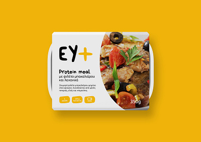 EY+ food packaging brand identity branding design foodpackaging foodpanda greece greek greek alphabet highprotein logo logotype meals minimal minimalism nutrition packaging protein readytoeat typography visual identity