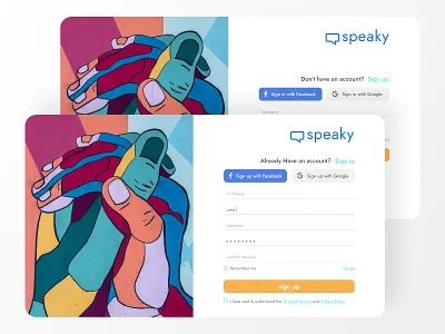 SPEAKY | Sign up design language learning sign in sign up ui web webdesign