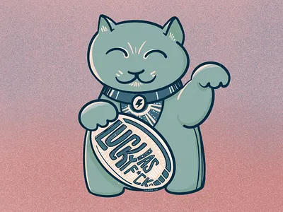 Lucky AF applepencil cat charm design drawing hand drawn illustration manekineko procreate stickermule