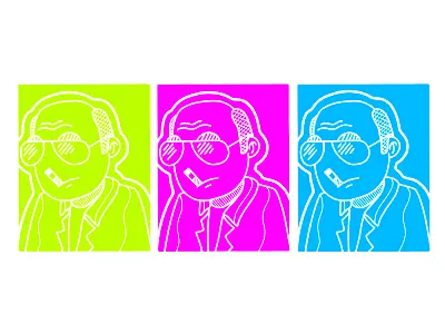 Raoul Duke character flat illustration minimalism sunglasses